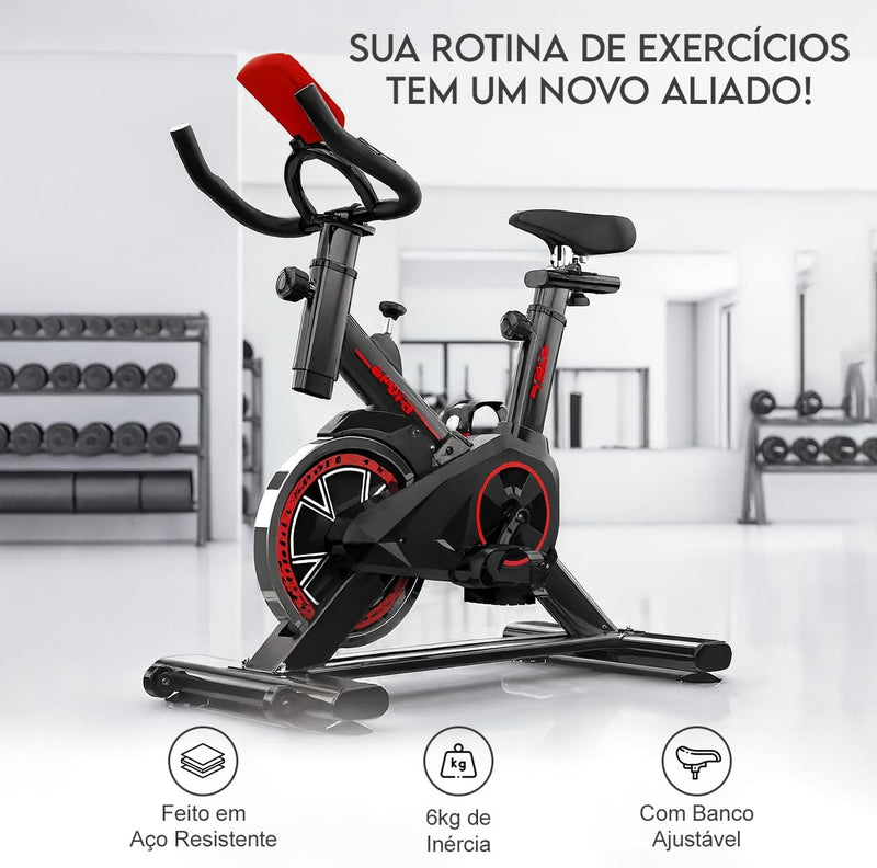 Bicicleta Ergométrica Bike Spinning – Bike Treino em Casa, Academia, Exercícios Cardio e Emagrecimento, Design Confortável e Ajustável, Vertical Silenciosa