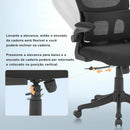 Cadeira de escritório, design ergonômico com suporte lombar independente, malha respirável e encosto de cabeça ajustável (Preto)