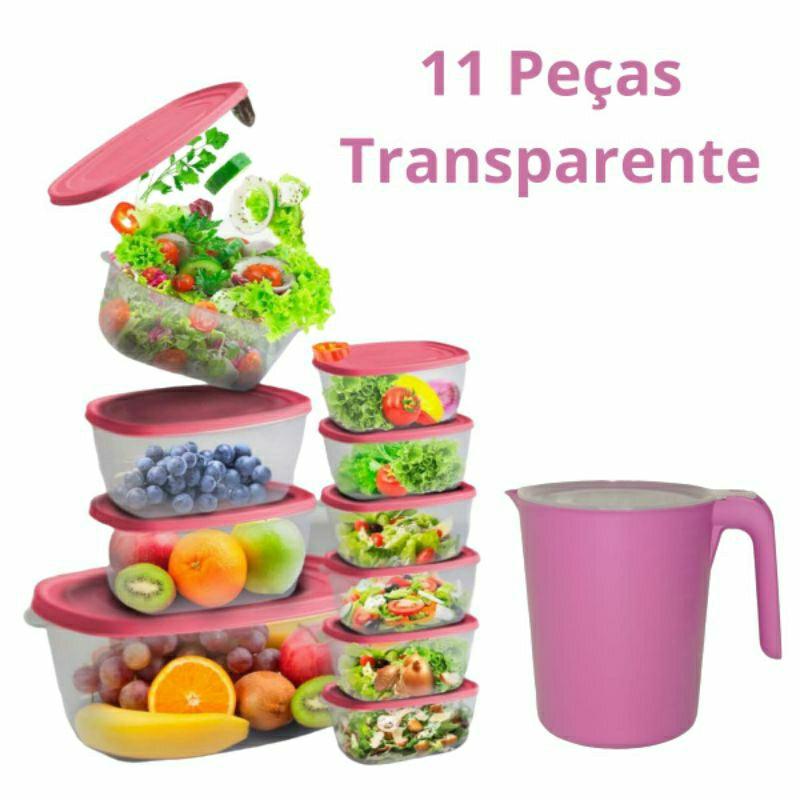 Kit Pote de Plástico e Jarra Vasilhas 11 Peças | Shopee Brasil