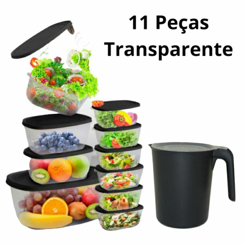 Kit Pote de Plástico e Jarra Vasilhas 11 Peças | Shopee Brasil
